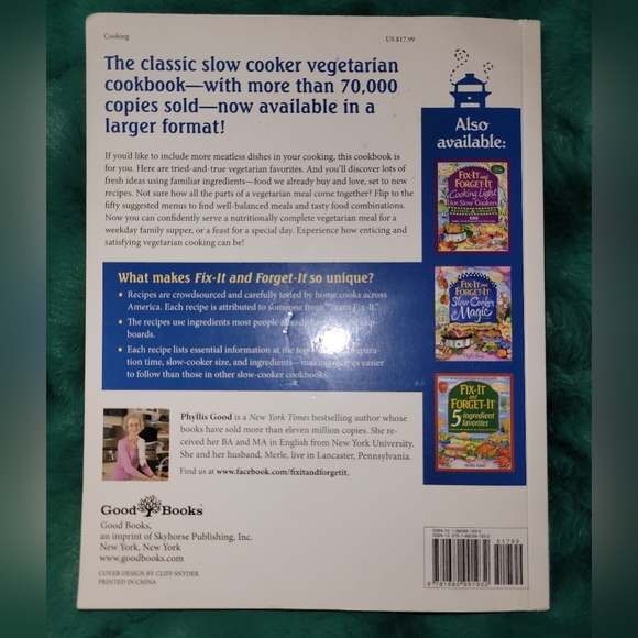 🆕️ "Fix It And Forget It Vegetarian Cookbook" Softcover Book By Phyllis Good 🍅 - Picture 2 of 4